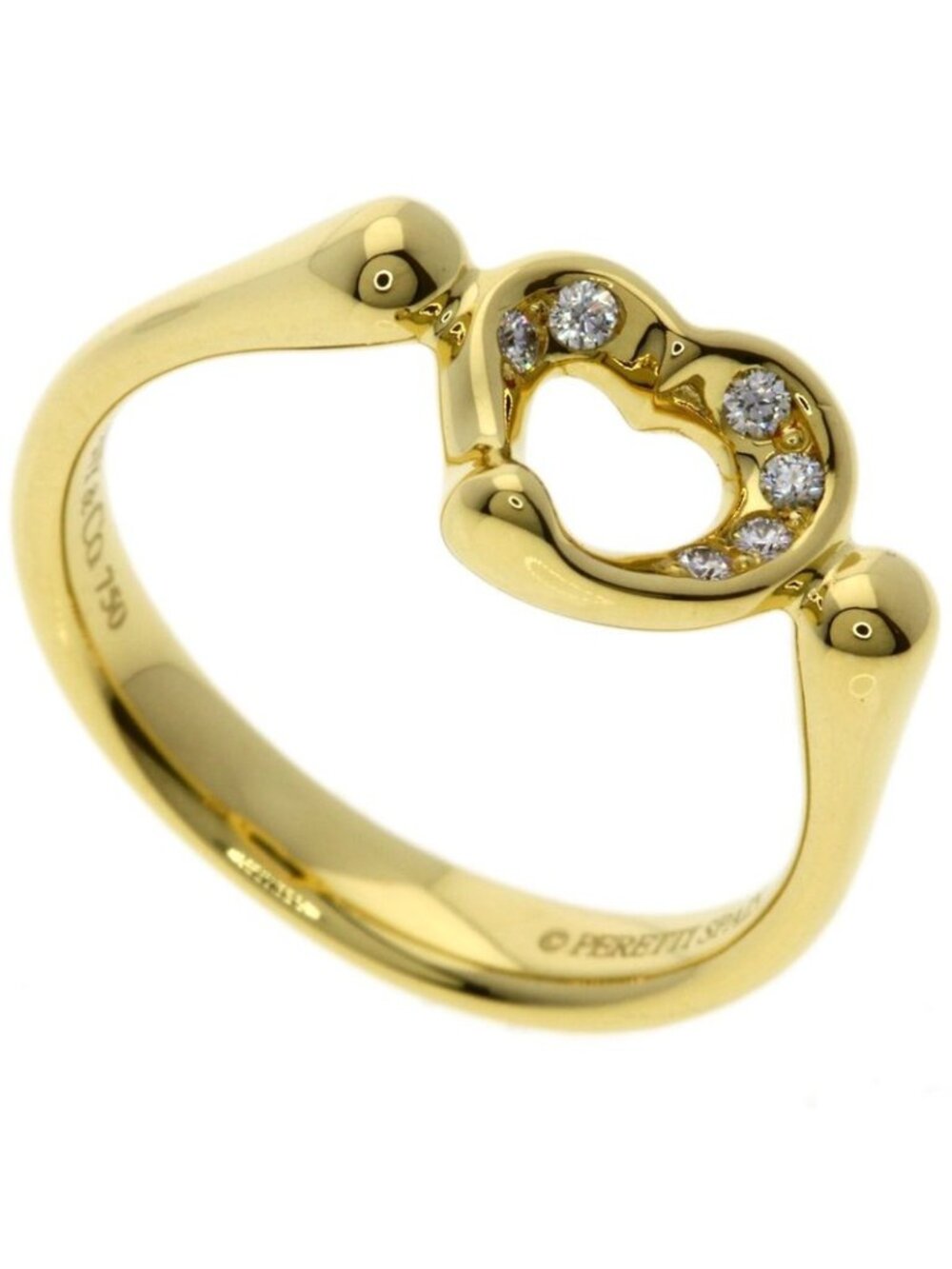 Tiffany & Co Open Heart Diamond Ring 18k Yellow Gold